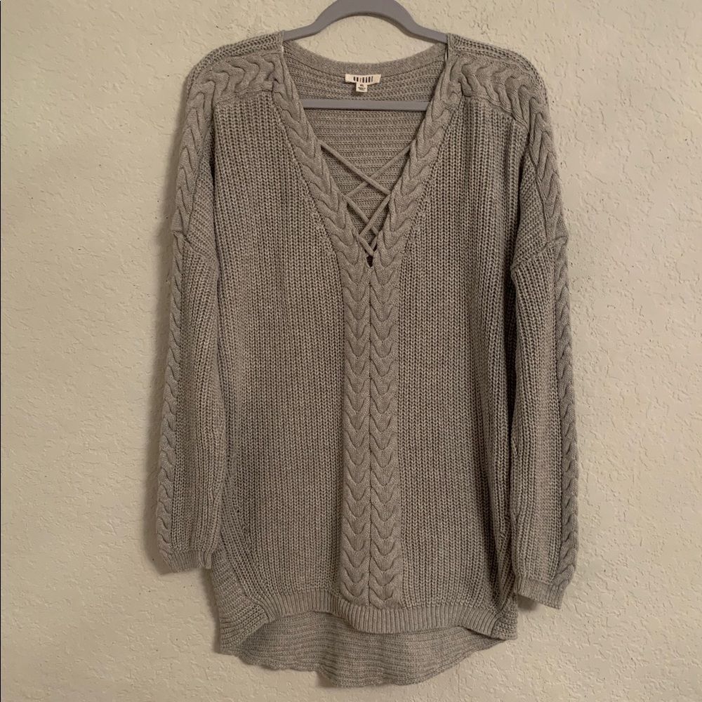 One Hart Gray Cable Knit High-Low Women’s Oversized Sweater Size XL